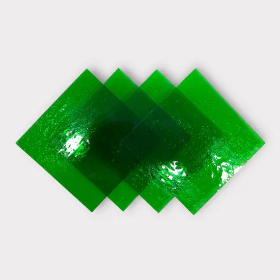 Garden Green Transparent COE 96 Fusible Glass Sheets / Mosaic Squares - 4 Pack {1}