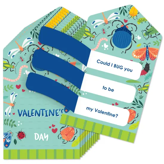 Big Dot of Happiness Buggin' Out - Bugs Cards for Kids - Happy Valentine's Day Pull Tabs - Set of 12 {1}