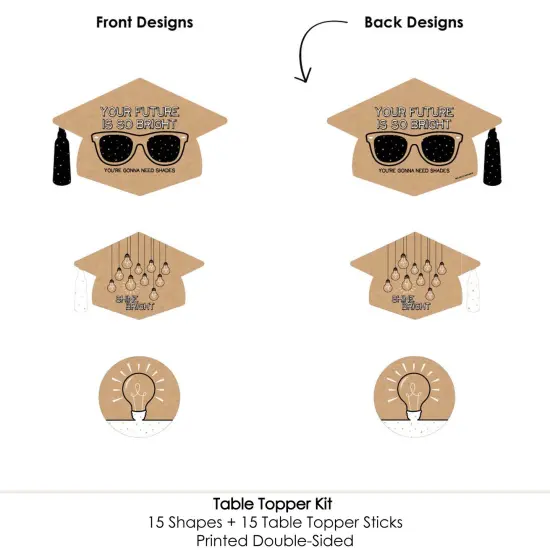 Big Dot of Happiness Bright Future - Graduation Party Centerpiece Sticks - Table Toppers - Set of 15 {6}