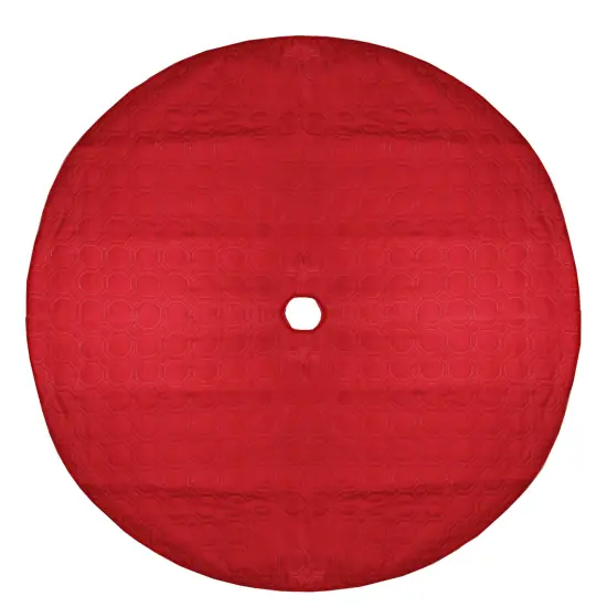 Northlight 48" Red Quilted Christmas Hexagon Tree Skirt with Velvety Trim {3}