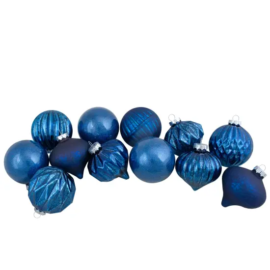Northlight Onion and Glass Ball Christmas Ornaments - 3.25" - Royal Blue - Set of 12 {1}