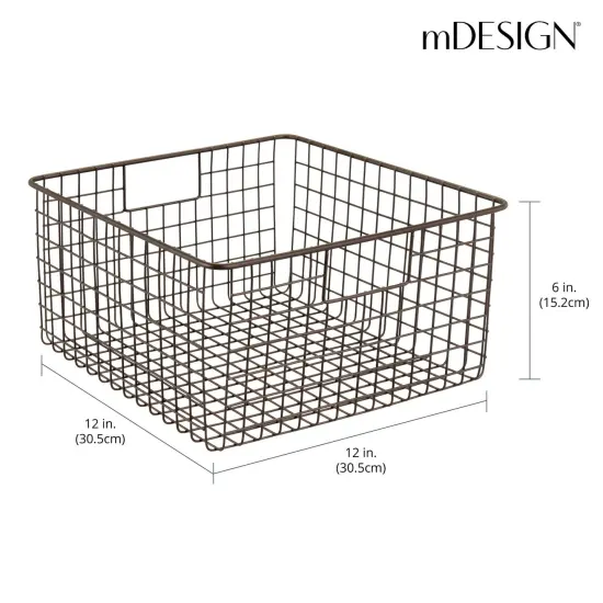 mDesign Metal Wire Food Organizer Basket with Built-In Handles - 12 x 12 x 6 {3}