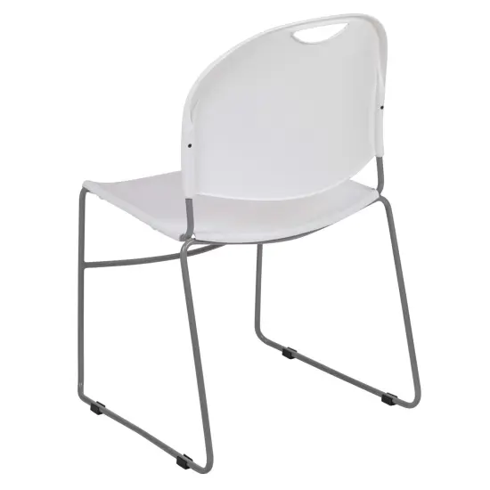 Emma and Oliver Ultra-Compact School Stack Chair - Office Guest Chair/Student Chair WhitePlastic/Silver {4}