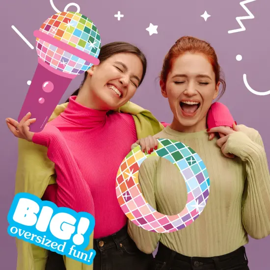 Big Dot of Happiness Disco Ball - Microphone and Drink Decorations - Groovy Hippie Party Large Photo Props - 3 Pc {3}