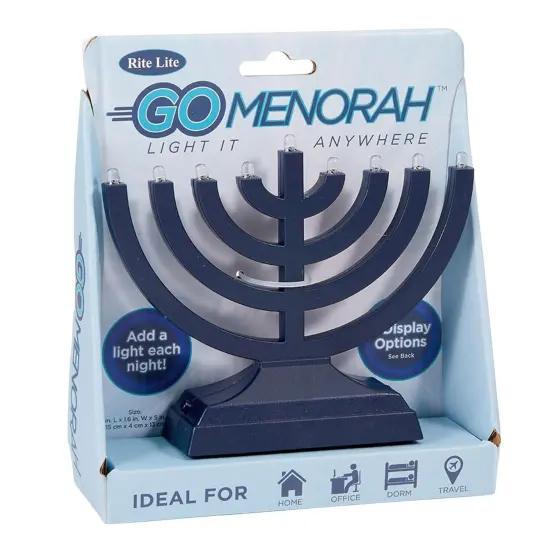 Rite Lite 6" Matte Navy Blue LED Battery Operated Hanukkah Menorah {5}