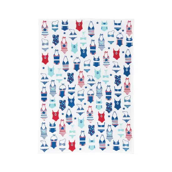 Festive Swimsuit July 4th Patriotic Kitchen Dishtowel {1}