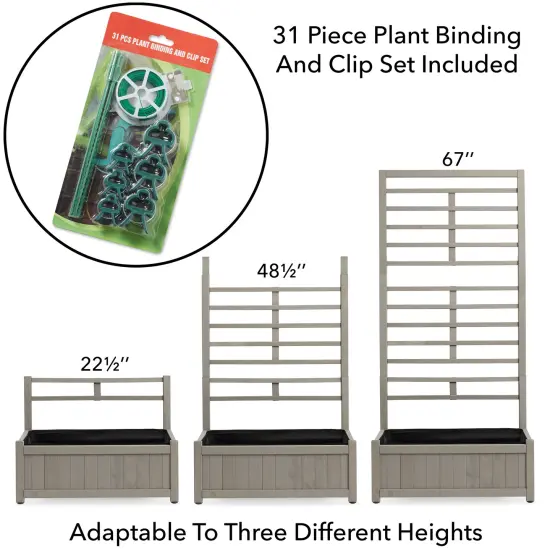 Casafield Wooden Climbing Planter Box -Raised Garden Bed with Trellis Plant Stand for Outdoor {4}