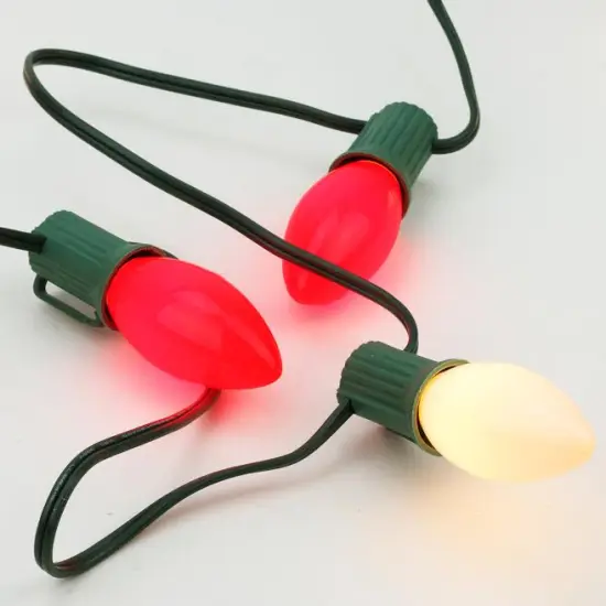 Northlight Opaque C7 Candy Cane Christmas String Lights - Red and White - 24' Green Wire - 25ct {3}
