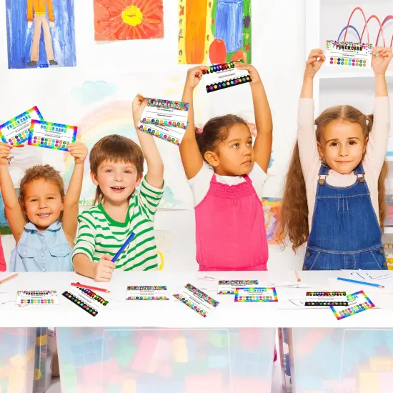 320 PCS Punch Cards, Incentive Loyalty Reward Card Student Awards Loyalty Cards for Business, Classroom, Kids Behavior, Students, Teachers, 3.5 x 2 Inch, 4 Styles (Multi Punches) {4}