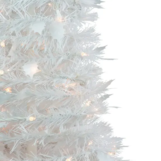 Northlight 4' Pre-Lit White Tinsel Pop-Up Artificial Christmas Tree, Clear Lights {5}