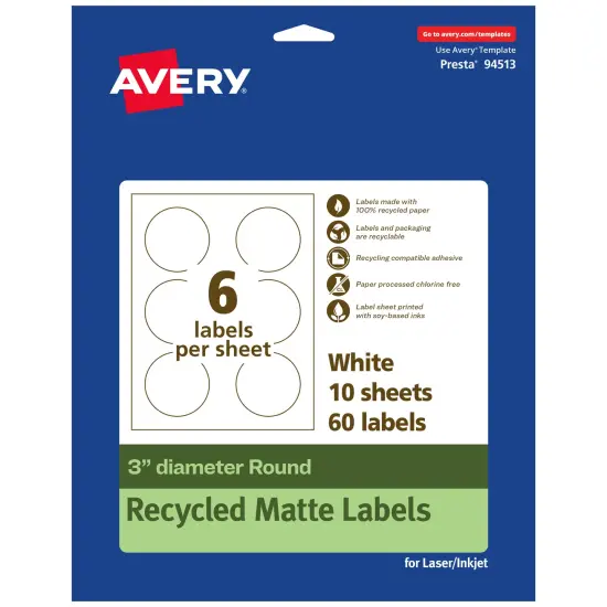 Avery Recycled Matte White Labels,3" diameter Round {7}