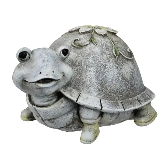 Roman 5.5" Gray and White Outdoor Turtle in Rain Boots Garden Statue {3}