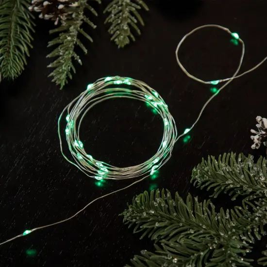 Northlight Micro Fairy Christmas Lights - Green LED 16'Copper Wire - 100ct {1}
