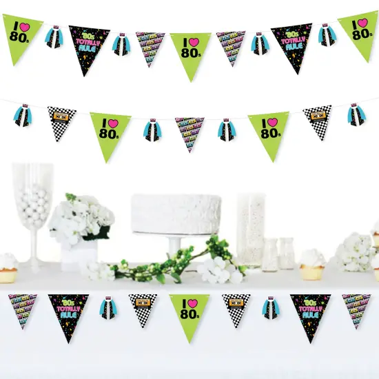 Big Dot of Happiness 80's Retro - DIY Totally 1980s Party Pennant Garland Decoration - Triangle Banner - 30 Pieces {3}