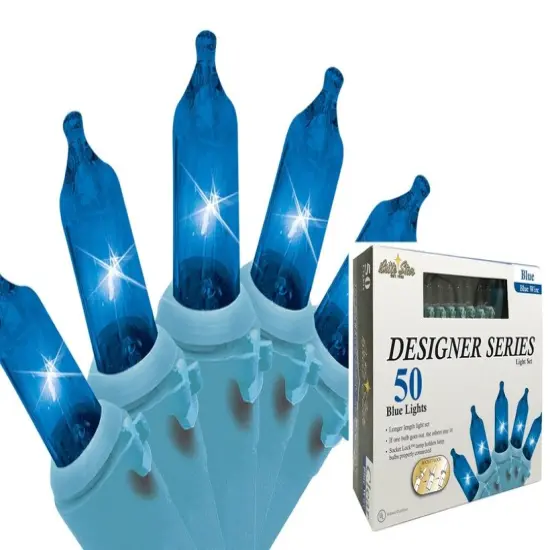Brite Star Mini Christmas Lights Set - Blue - 17ft Light Blue Wire - 50ct {3}