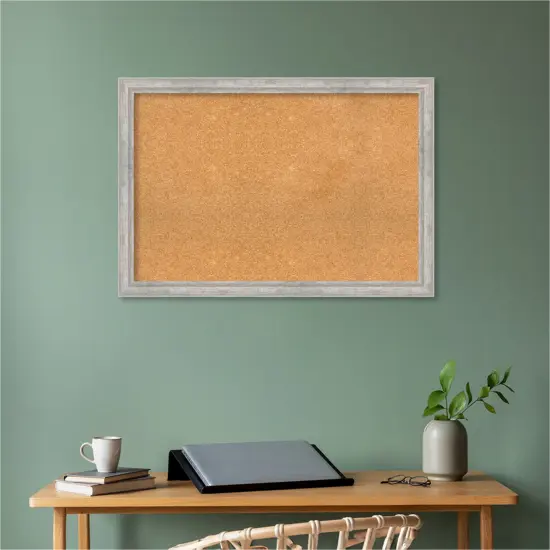 Angled Wood Framed Corkboard, Natural Cork Silver {5}