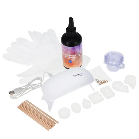 CraftyBook UV Epoxy Resin Kit with Molds - 7oz Clear UV Resin and UV Curing Lamp {1}