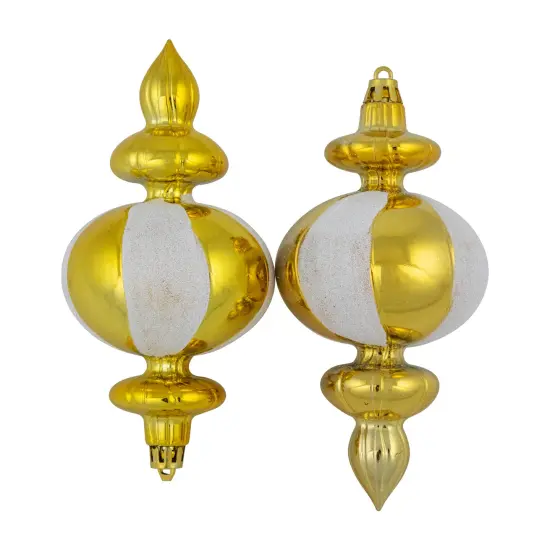 Northlight 8ct Gold Shiny Finish Shatterproof Finial Christmas Ornaments, 6" {5}