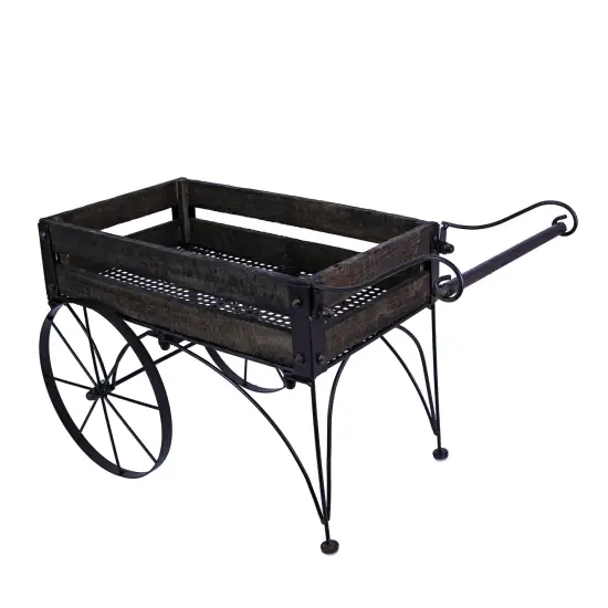 26 Inch Rustic Wagon Cart Plant Stand {3}