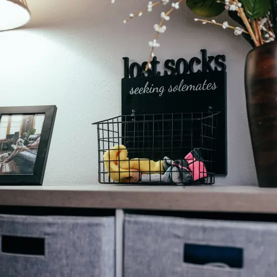 Creekview Home Emporium Seeking Soulmate Lost Socks Basket for Laundry Room Sign {5}