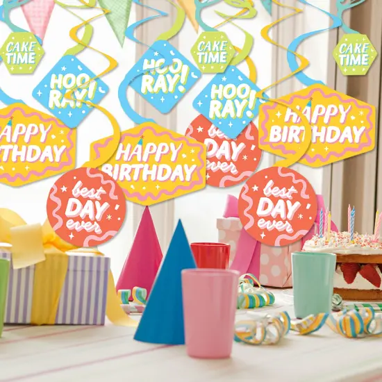 Big Dot of Happiness Party Time - Happy Birthday Party Hanging Decor - Party Decoration Swirls - Set of 40 {3}