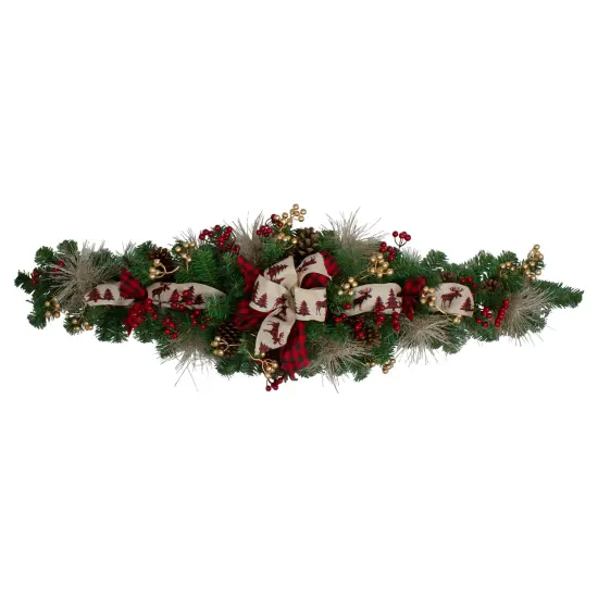 Northlight 52" Berries and Bows Artificial Christmas Swag - Unlit Green {1}