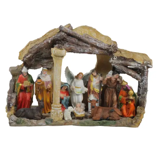 Northlight 18" Traditional Christmas Nativity with Stable House Decoration Multi {1}