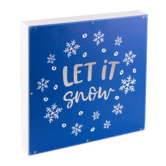 Northlight 12" Square 'Let it Snow' Woodblock Christmas Sign Blue {3}