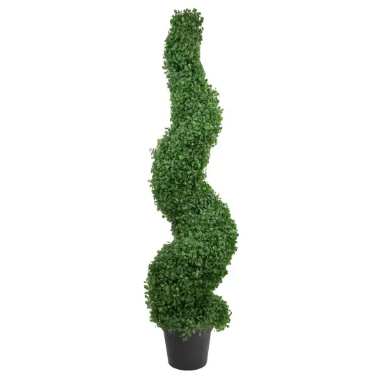 Northlight 48" Two Tone Green Artificial Spiral Boxwood Topiary Potted Tree {1}