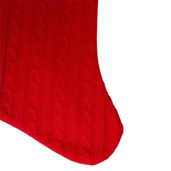 Northlight 19" Red and White Cable Knit Christmas Stocking with Fur Cuff {7}