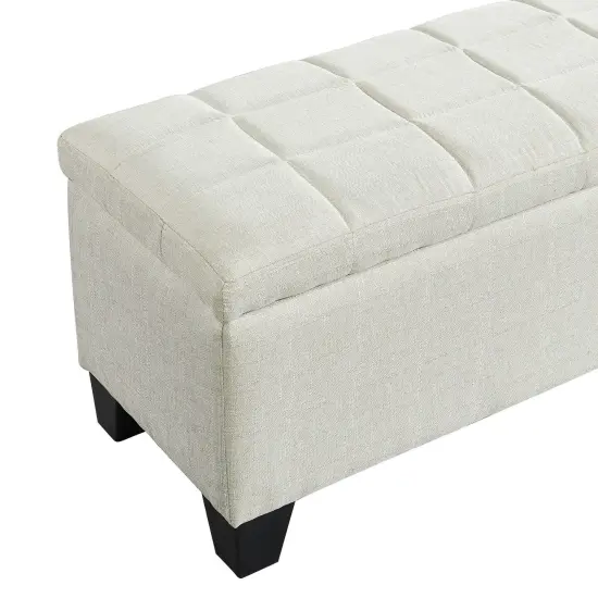Contemporary Home Living 48" Beige Solid Rectangular Storage Ottoman {7}
