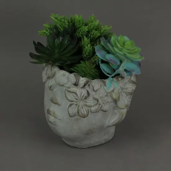 Pucker Up Concrete Head Kissing Face Mini Decor Succulent Planter 7 Inch Tall {6}