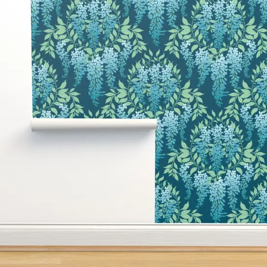 Peel & Stick Wallpaper 2FT Wide Art Deco Floral Garden Botanical Cottagecore Wisteria Vine Custom Removable Wallpaper by Spoonflower {2}