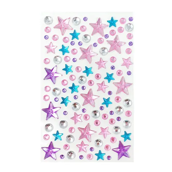 Wrapables Acrylic Self Adhesive Crystal Rhinestone Gem Stickers Flowers Pink Blue {3}