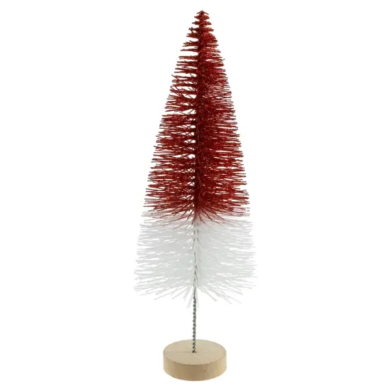 Northlight Glittered Bottlebrush Christmas Tree - 12" - Red and White {1}