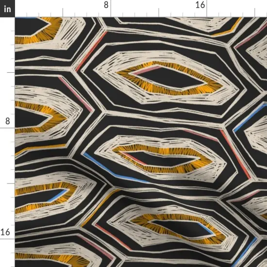 Various Fabrics by the Yard or Fat Quarter Tortoiseshell Abstract Bold Geometric Animal Print Hexagon Hand Drawn Custom Printed Fabric by Spoonflower {2}
