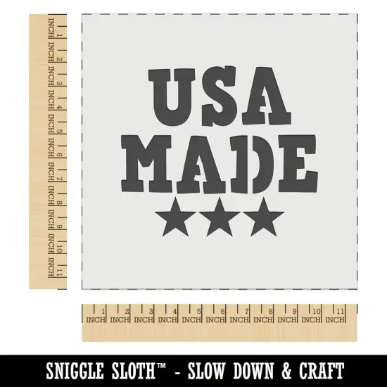 USA Made with Stars Fun Text Wall Cookie DIY Craft Reusable Stencil {1}