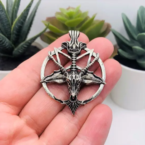1, 4 or 20 Pieces: Silver Baphomet Pentagram Satan Pendants {2}