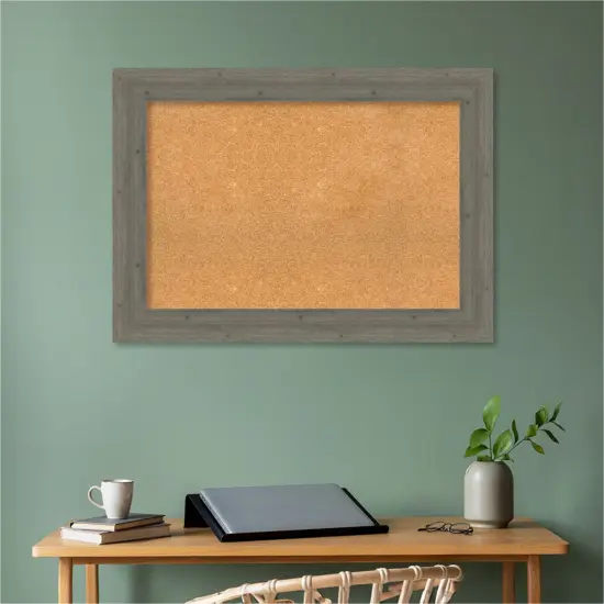 Fencepost Wood Framed Corkboard, Natural Cork Fencepost Grey {5}