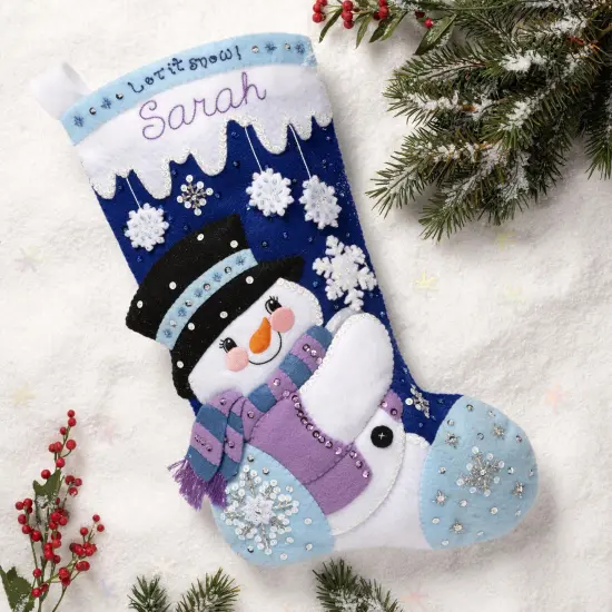 Bucilla Felt Stocking Applique Kit 18" Long-Let It Snow {1}