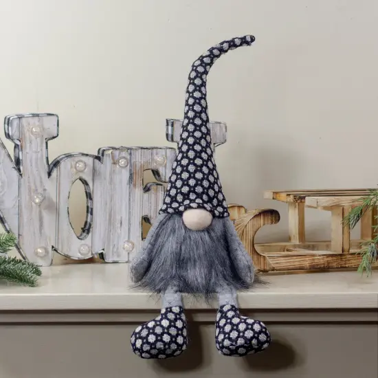 Northlight SittingGnome with Matching Hat and Shoes Christmas Figure - 18" - Gray and Black {3}