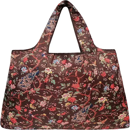 Wrapables Large Foldable Tote Nylon Reusable Grocery Bags, 5 Pack Mythical Paradise {5}