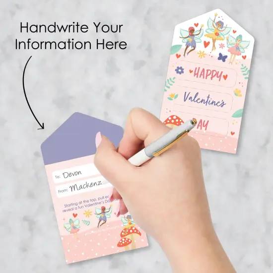 Big Dot of Happiness Let's Be Fairies - Fairy Garden Cards for Kids - Happy Valentine's Day Pull Tabs - Set of 12 {4}