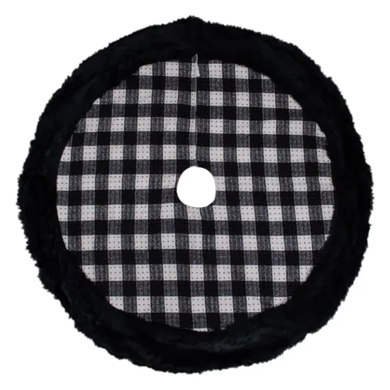 Northlight Buffalo Plaid Christmas Tree Skirt - 48" - Black and White {3}