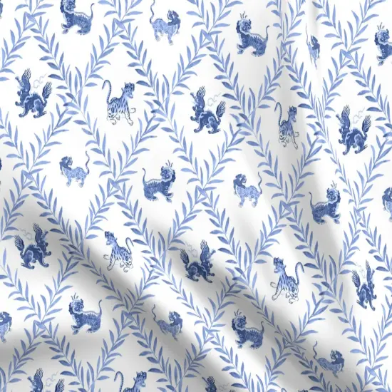 Various Fabrics by the Yard or Fat Quarter Chinoiserie Blue And White Lattice Trellis Botanical Vines Diamond Custom Printed Fabric by Spoonflower {5}