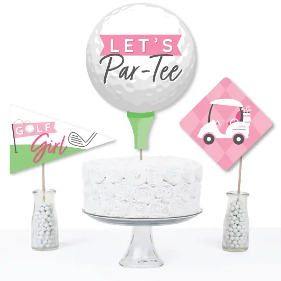 Big Dot of Happiness Golf Girl - Pink Birthday Party or Baby Shower Centerpiece Sticks - Table Toppers - Set of 15 {4}
