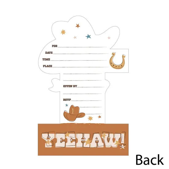 Big Dot of Happiness My First Rodeo - Shaped Fill-In Invitations - Little Cowboy 1st Birthday Party Invitation Cards with Envelopes - Set of 12 {5}
