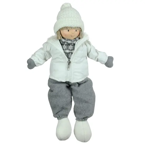 Northlight Joyful Sitting Boy Christmas Figure - 16" White {1}