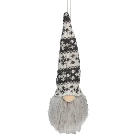 Northlight 6.25-Inch Gray and White Gnome Head with Hat Hanging Christmas Ornament {1}