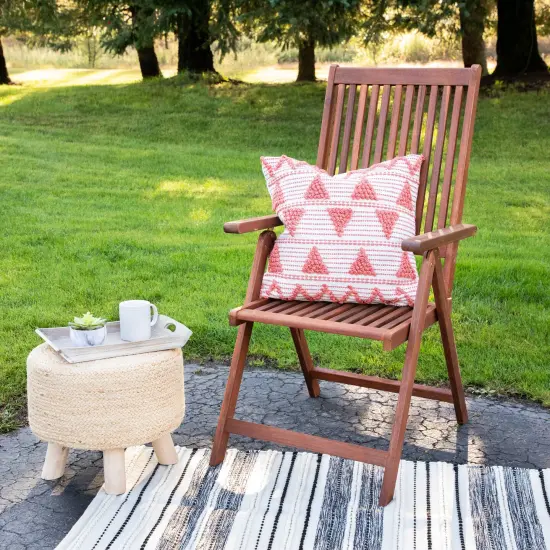 Northlight 20" Orange and Cream Handloom Woven Outdoor Square Throw Pillow {3}